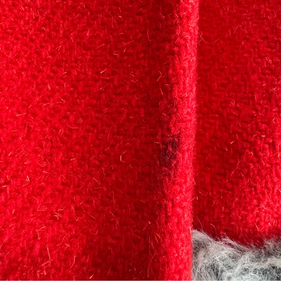 VTG 70s Coat Long Red Belted Faux Fur collar and bottom Juniors Sz 13 Holiday - Picture 10 of 10